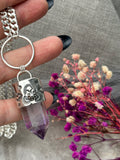 Smokey Amethyst Stamped Chunky Chain Necklace