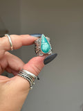 Turquoise Wide Band Stamped Ring Size M1/2~N