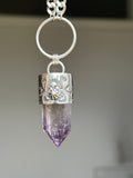 Smokey Amethyst Stamped Chunky Chain Necklace