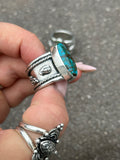 Kingman Turquoise Wide Band Ring Size P~P1/2