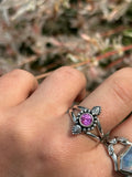 Simulated Pink Tourmaline Dainty Paisley Ring MTO