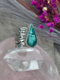 Turquoise Wide Band Stamped Ring Size M1/2~N