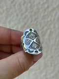 Heavy Stamped Cigar Saddle Ring O~O1/2