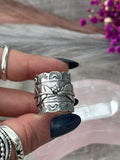 Turquoise Wide Band Stamped Ring Size M1/2~N