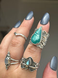 Turquoise Wide Band Stamped Ring Size M1/2~N