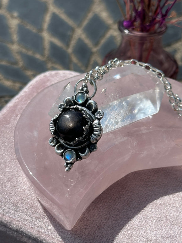 Mystic Dark Star Sapphire & Moonstone ~Finished as you wish~