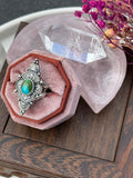 Turquoise Stamped Talisman Ring Size O~O1/2