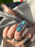 Turquoise & Opal Stamped Ring