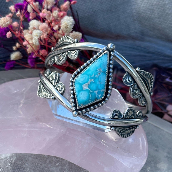 Statement Turquoise Cuff Bracelet Thayva Silver Designs