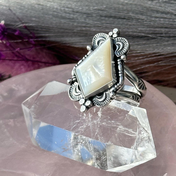 Mother of Pearl Kite Stamped Ring MTO