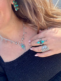 Stamped Talisman Turquoise Charm Chain Necklace