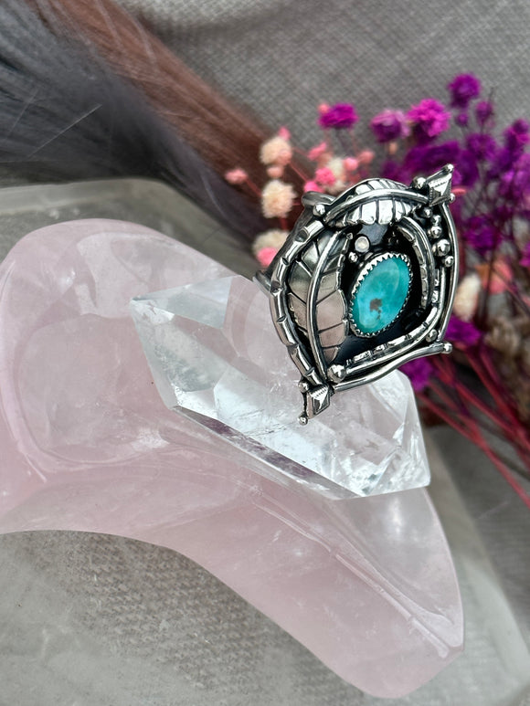 Turquoise Southwestern Statement Ring Size O-O1/2