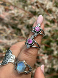 Simulated Pink Tourmaline Dainty Paisley Ring MTO