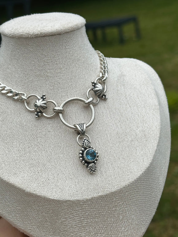 London Blue Topaz Dainty Paisley Chain Necklace