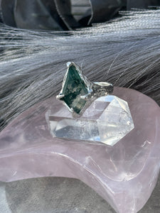 Moss Agate Molten Claw Ring MTO