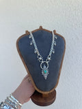 Stamped Talisman Turquoise Charm Chain Necklace