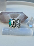 Kingman Turquoise Thick Stamped Ring Size N1/2