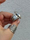 Moonstone Angel Wing Wide Band Ring
