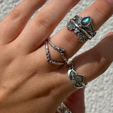 Lotus Crown Stamped Labradorite Ring MTO
