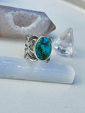 Kingman Turquoise Thick Stamped Ring Size N1/2