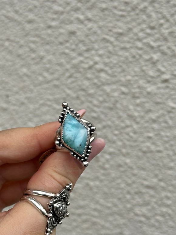 Larimar Diamond Ring Size R