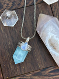 Aquamarine & Moonstone Point Pendant
