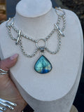 Labradorite Chandelier Choker Chain Necklace