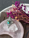 Turquoise Stamped Talisman Ring Size O~O1/2
