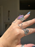 Purple Agate Stamped Wide Band Ring Size M1/2~N