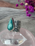Turquoise Wide Band Stamped Ring Size M1/2~N