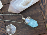 Aquamarine & Moonstone Point Pendant