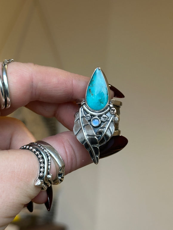 Turquoise Statement Leafy Ring