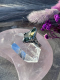 Moss Agate Molten Claw Ring Size S