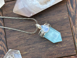 Aquamarine & Moonstone Point Pendant