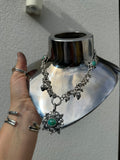 Turquoise Fancy Stamped Choker Necklace