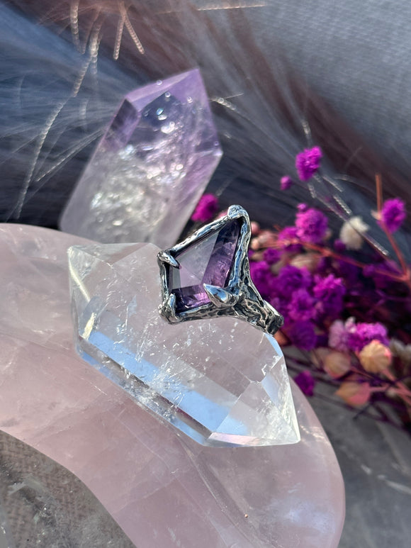 Amethyst Molten Claw Ring MTO