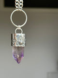 Smokey Amethyst Stamped Chunky Chain Necklace