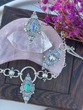 Stamped Talisman Turquoise Charm Chain Necklace