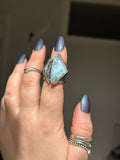 Larimar Stamped Wide Band Ring