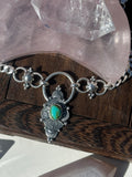 Stamped Talisman Turquoise Charm Chain Necklace