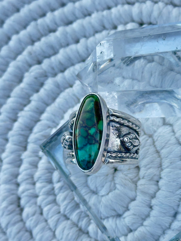 Turquoise Wide Band Ring Size O