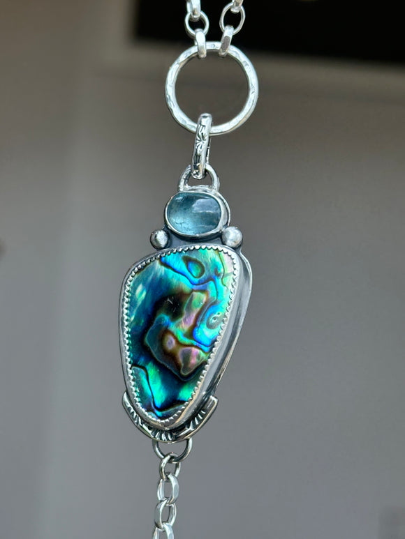 Abalone & Kyanite Shell Lariat Necklace