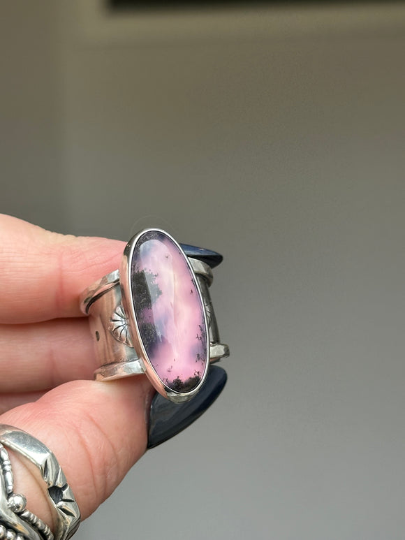 Purple Moss Agate Wide Band Ring