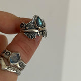 Lotus Crown Stamped Labradorite Ring MTO
