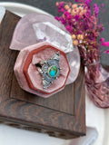 Turquoise Stamped Talisman Ring Size O~O1/2