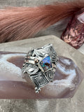 Australian Opal Empress Lotus Crown Ring Size U