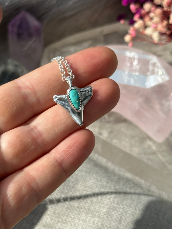 Turquoise Mini Shark Tooth Pendant MTO