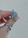 Moonstone Stamped Talisman Ring Size M1/2~N