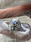 Australian Opal Empress Lotus Crown Ring Size U
