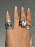 Moonstone Empress Lotus Crown Ring Size N